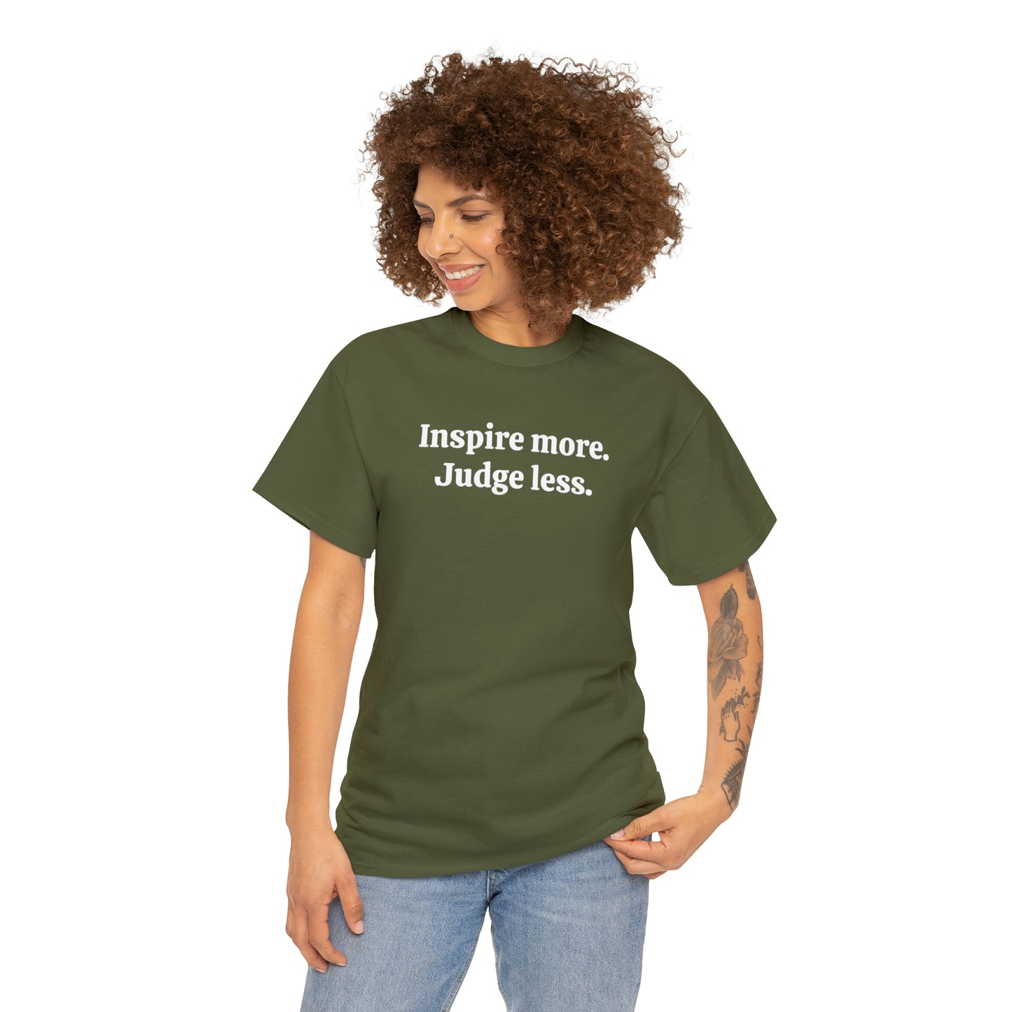 Inspire more. Judge less - Unisex Heavy Cotton Tee