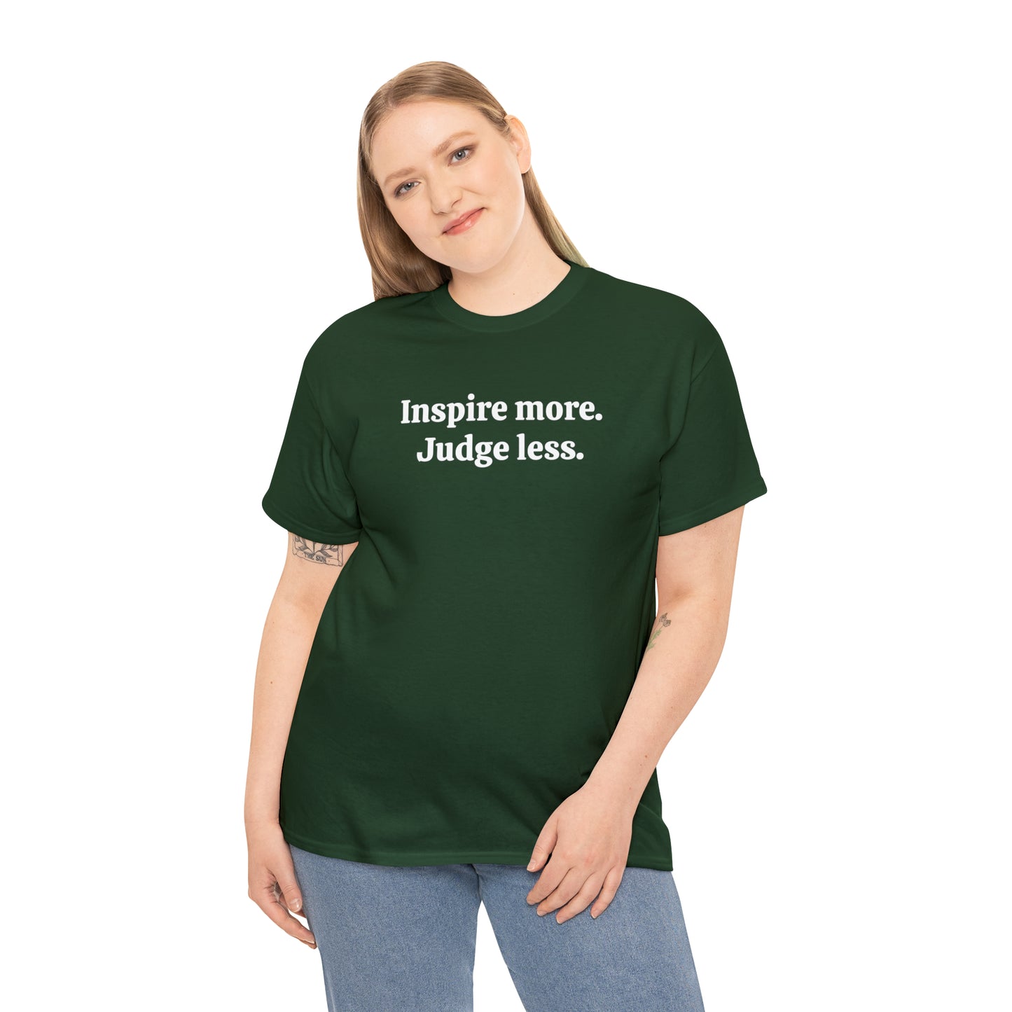 Inspire more. Judge less - Unisex Heavy Cotton Tee