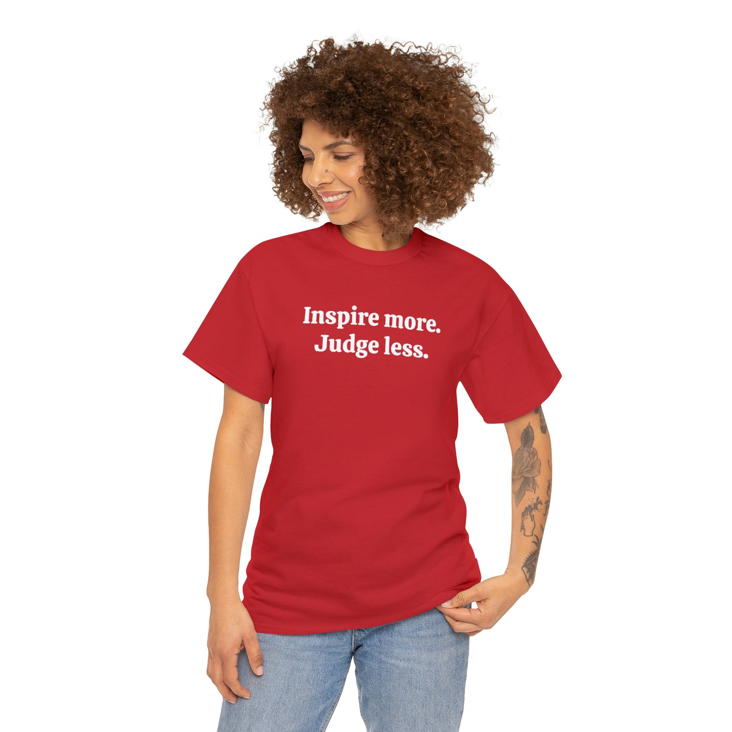 Inspire more. Judge less - Unisex Heavy Cotton Tee