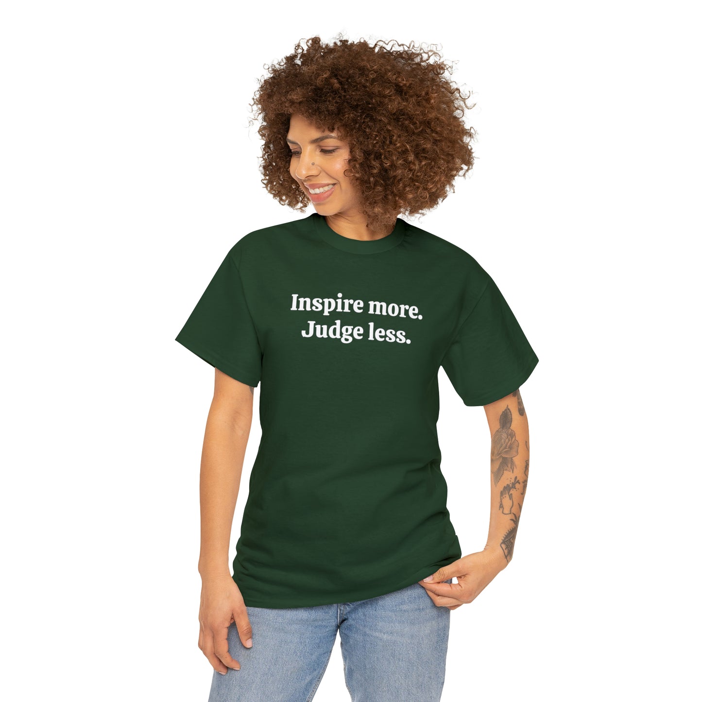 Inspire more. Judge less - Unisex Heavy Cotton Tee