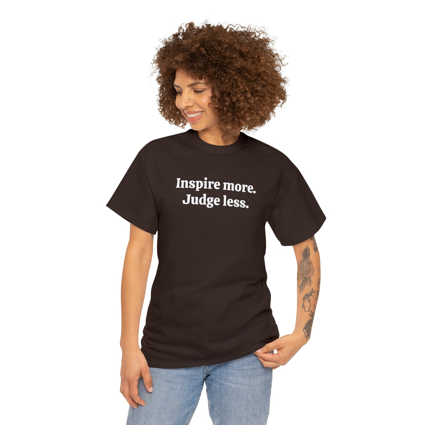 Inspire more. Judge less - Unisex Heavy Cotton Tee