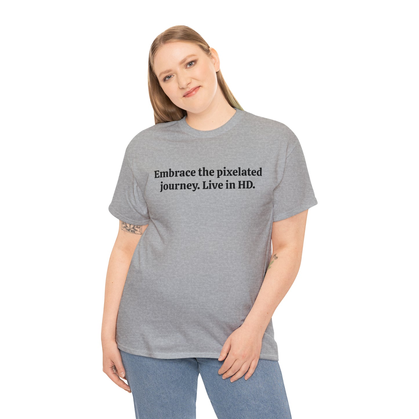 Embrace the pixelated journey. Live in HD - Unisex Heavy Cotton Tee